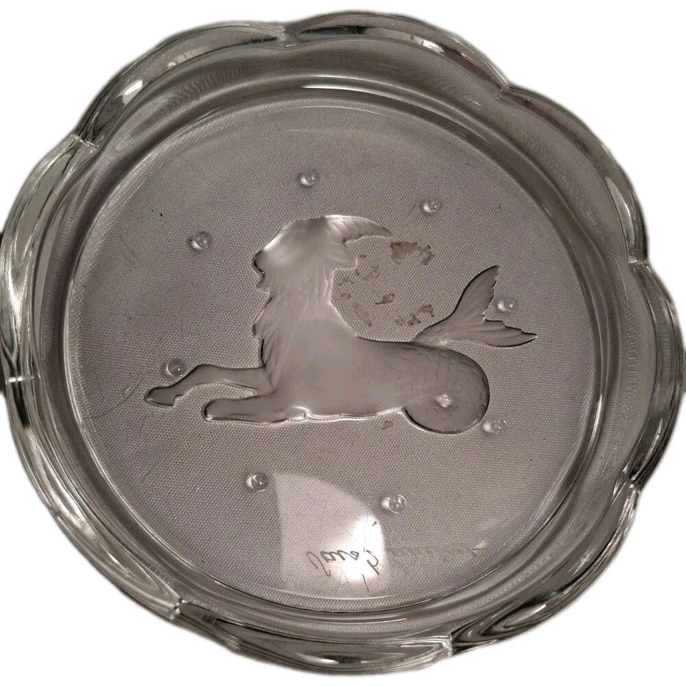Val Saint Lambert INTAGLIO ZODIAC 3.5" Coaster Capricorn